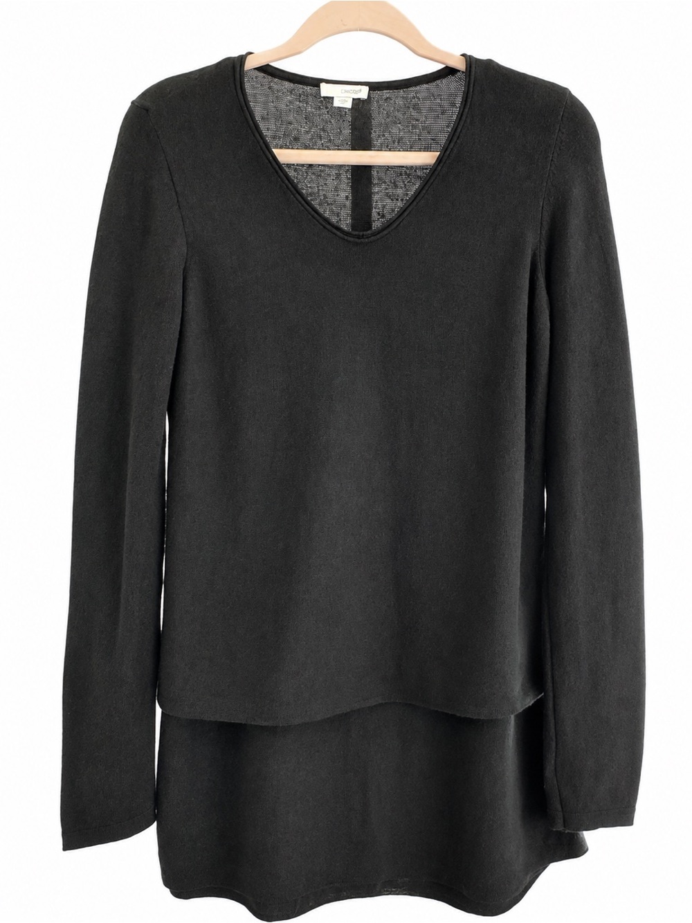 Pure Jill J. Jill Black Layered Knit Tunic Top XS Cotton Modal Soft